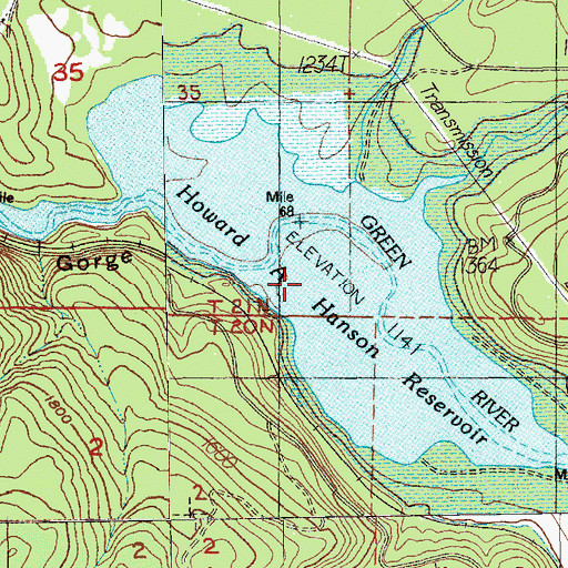 Topographic Map of Howard A Hanson Reservoir, WA