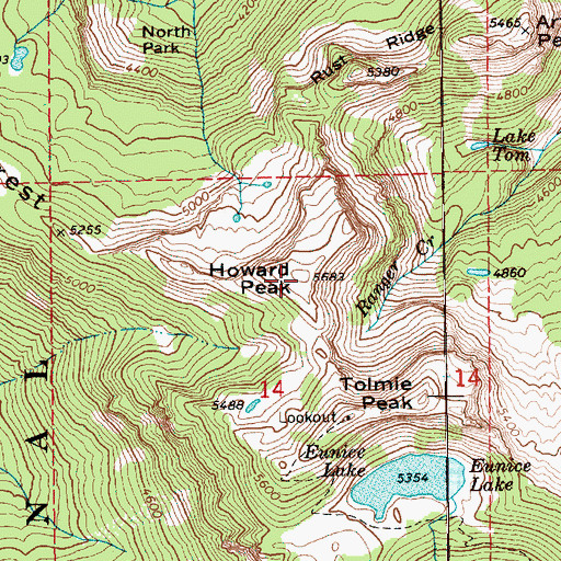 Topographic Map of Howard Peak, WA