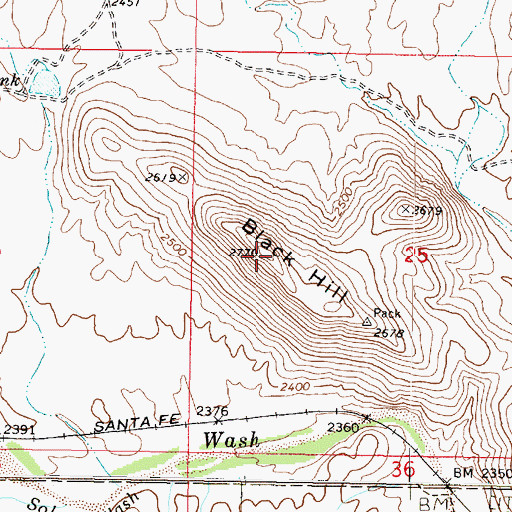 Topographic Map of Black Hill, AZ