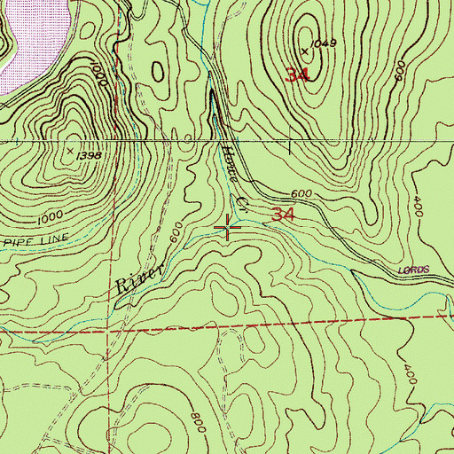 Topographic Map of Howe Creek, WA