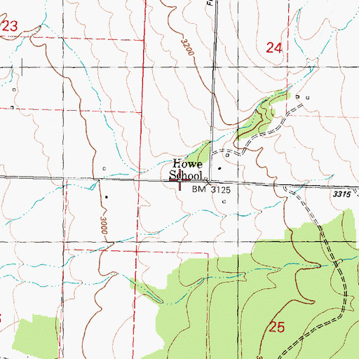 Topographic Map of Howe School, WA