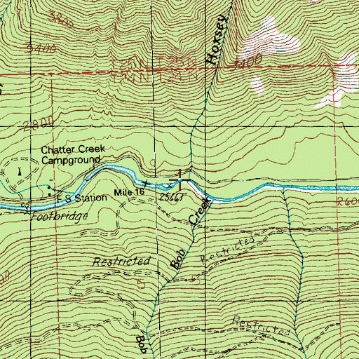 Topographic Map of Hoxsey Creek, WA