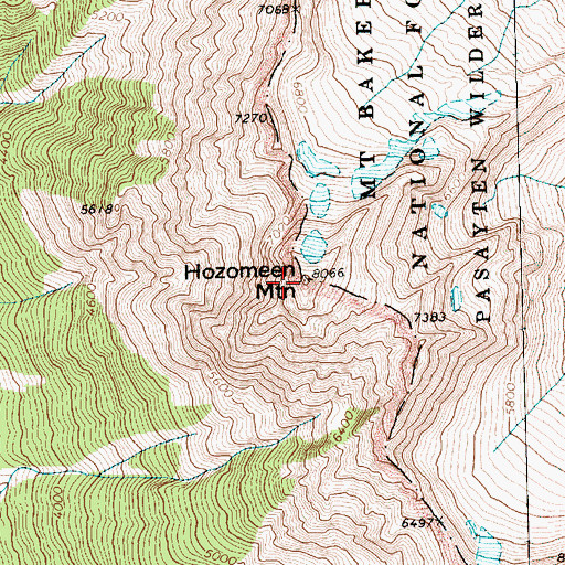 Topographic Map of Hozomeen Mountain, WA
