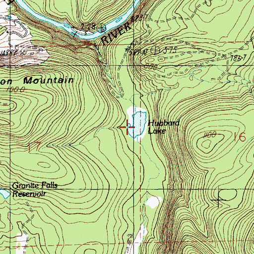 Topographic Map of Hubbard Lake, WA