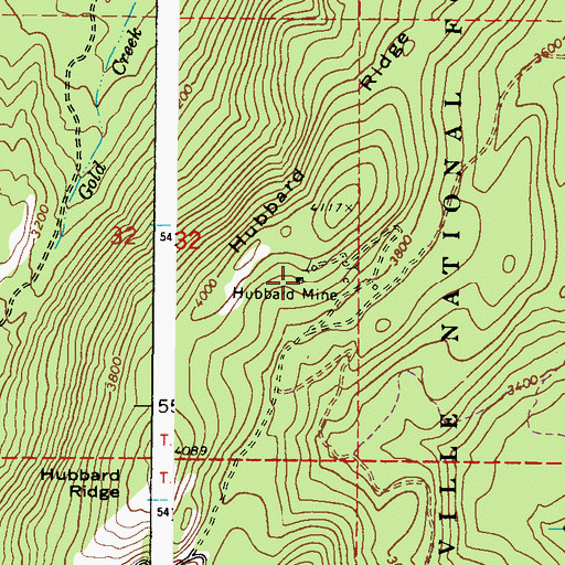 Topographic Map of Hubbard Mine, WA