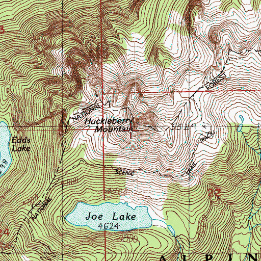 Topographic Map of Huckleberry Mountain, WA