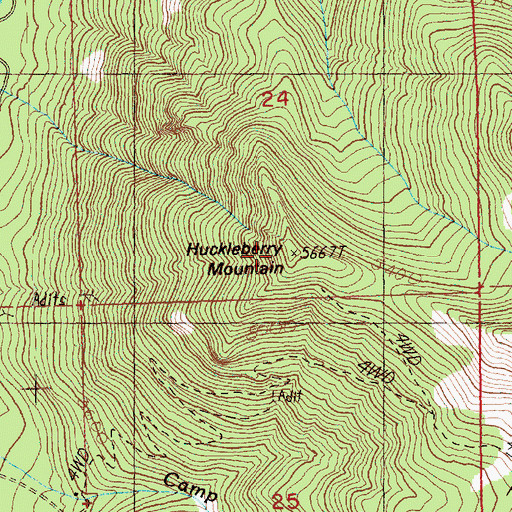 Topographic Map of Huckleberry Mountain, WA