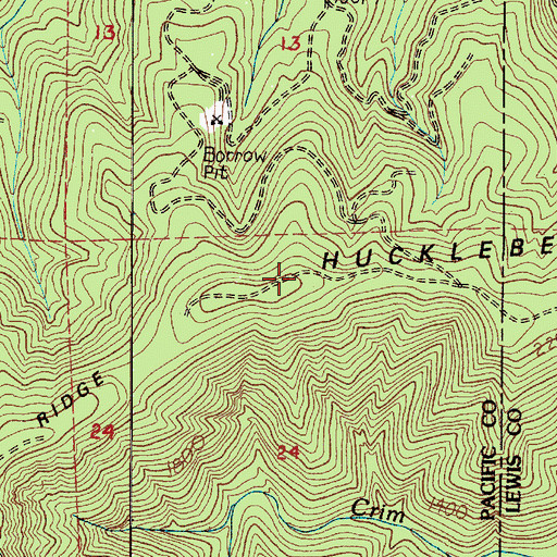 Topographic Map of Huckleberry Ridge, WA