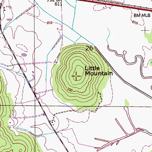 Topographic Map of Little Mountain, AL