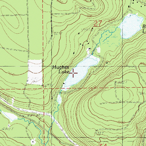 Topographic Map of Hughes Lake, WA