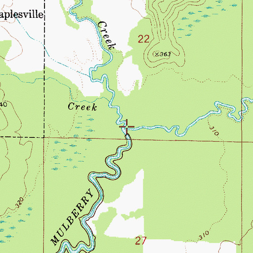 Topographic Map of Little Mulberry Creek, AL