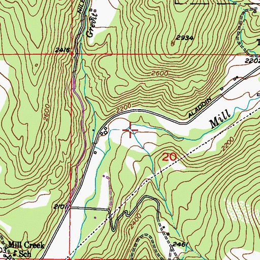 Topographic Map of Hull Creek, WA