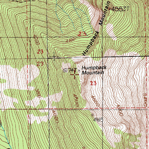 Topographic Map of Humpback Mountain, WA