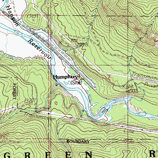Topographic Map of Humphrey, WA