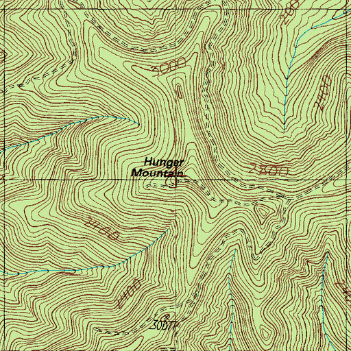Topographic Map of Hunger Mountain, WA