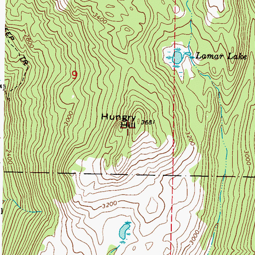Topographic Map of Hungry Hill, WA
