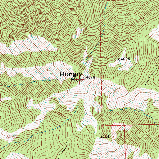 Topographic Map of Hungry Mountain, WA