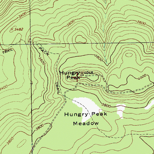 Topographic Map of Hungry Peak, WA