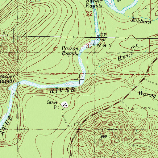 Topographic Map of Hunt Creek, WA