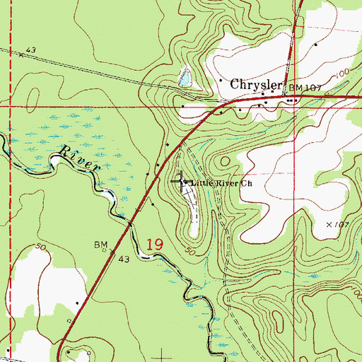 Topographic Map of Little River Baptist Church, AL