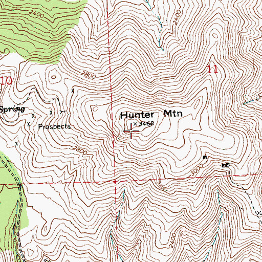 Topographic Map of Hunter Mountain, WA