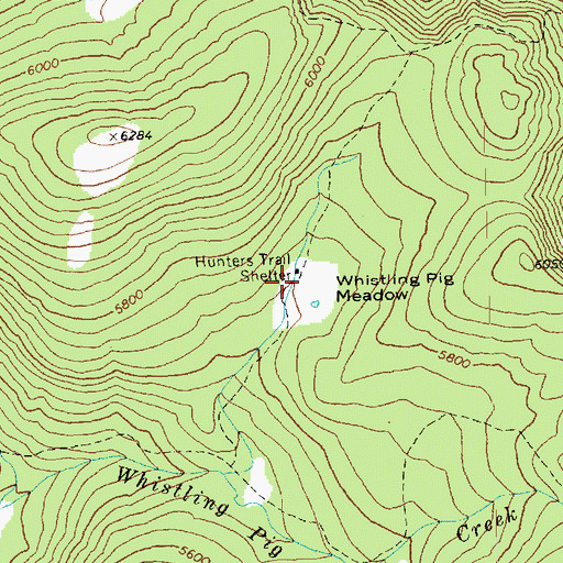 Topographic Map of Hunters Trail Shelter, WA