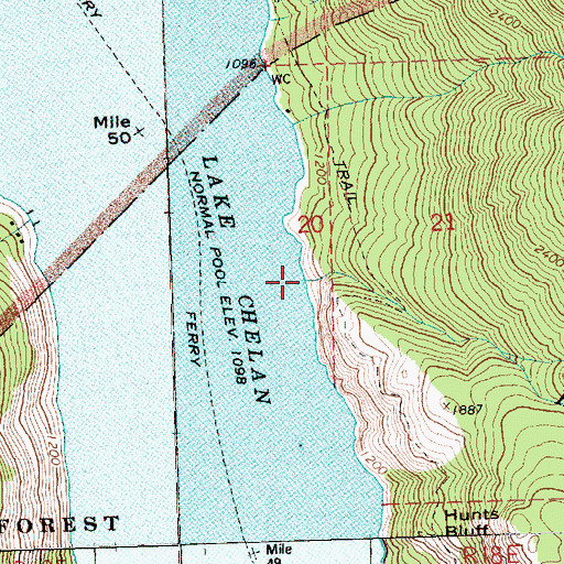 Topographic Map of Hunts Creek, WA