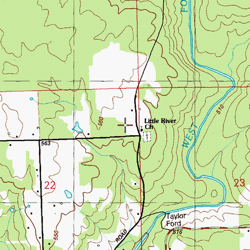 Topographic Map of Little River Church, AL