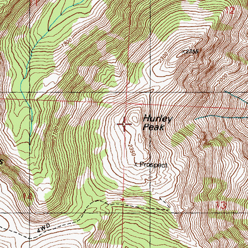 Topographic Map of Hurley Peak, WA
