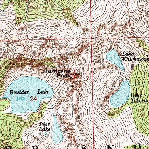 Topographic Map of Hurricane Peak, WA