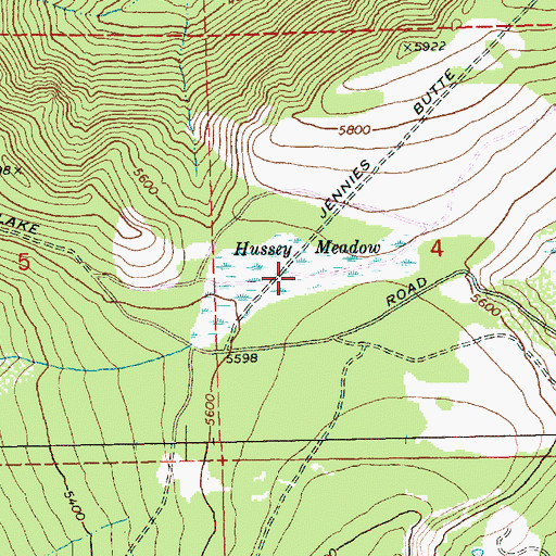Topographic Map of Hussey Meadow, WA