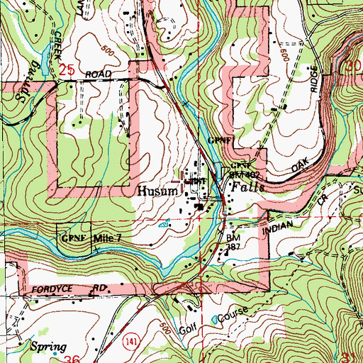 Topographic Map of Husum, WA