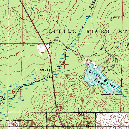 Topographic Map of Little River State Forest, AL