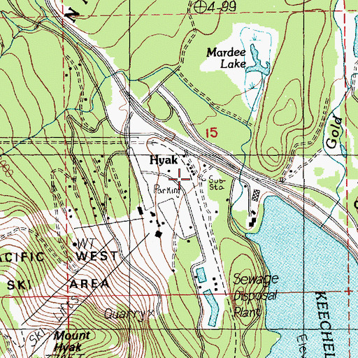 Topographic Map of Hyak, WA