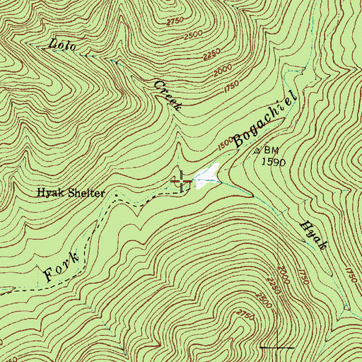 Topographic Map of Hyak Creek, WA