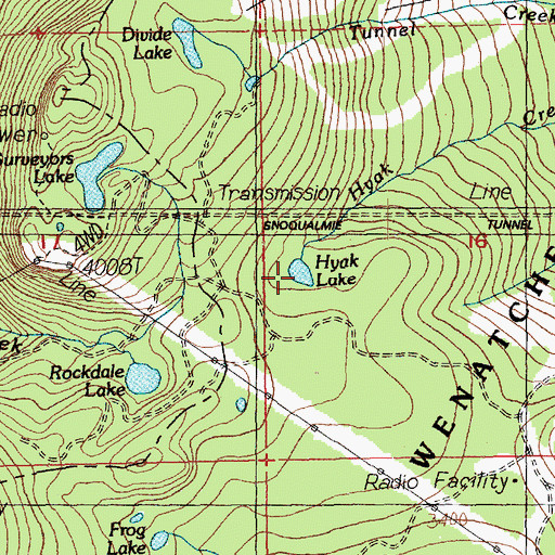 Topographic Map of Hyak Lake, WA
