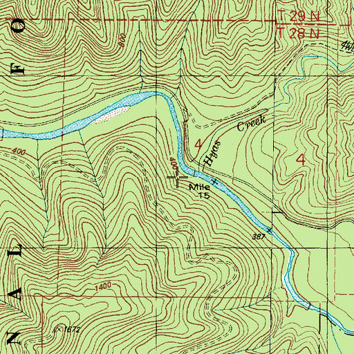 Topographic Map of Hyas Creek, WA