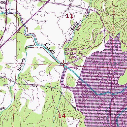 Topographic Map of Little Rock Creek, AL