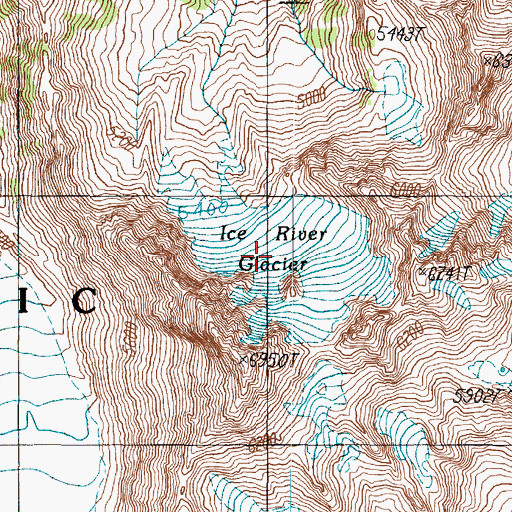 Topographic Map of Ice River Glacier, WA