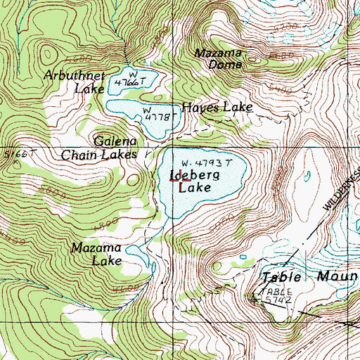 Topographic Map of Iceberg Lake, WA