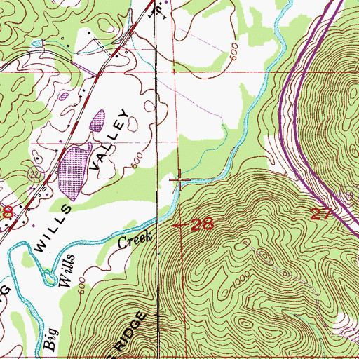 Topographic Map of Little Sand Valley Creek, AL