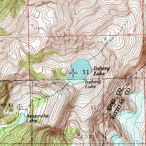 Topographic Map of Iceberg Lake, WA