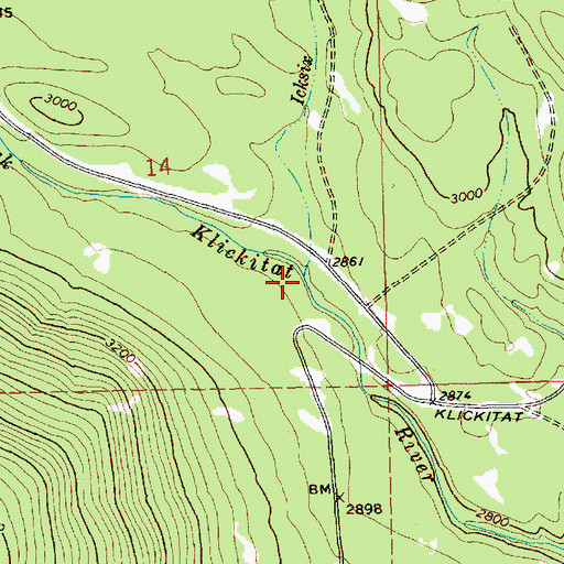 Topographic Map of Icksix Creek, WA