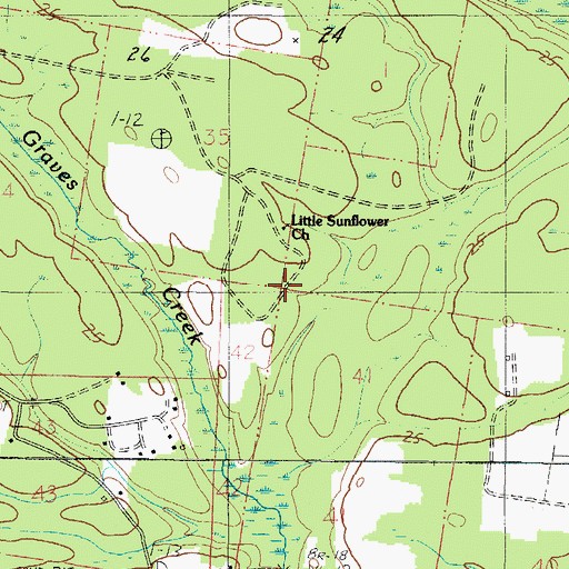 Topographic Map of Little Sunflower Baptist Church, AL