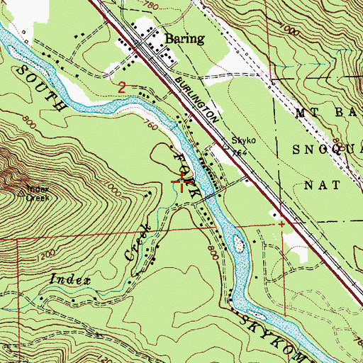 Topographic Map of Index Creek, WA
