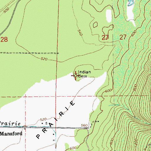 Topographic Map of Indian Cemetery, WA