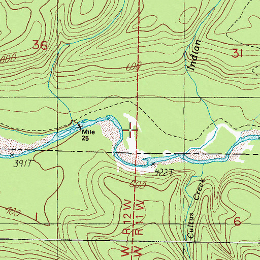 Topographic Map of Indian Creek, WA