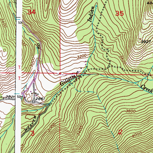 Topographic Map of Indian Creek, WA