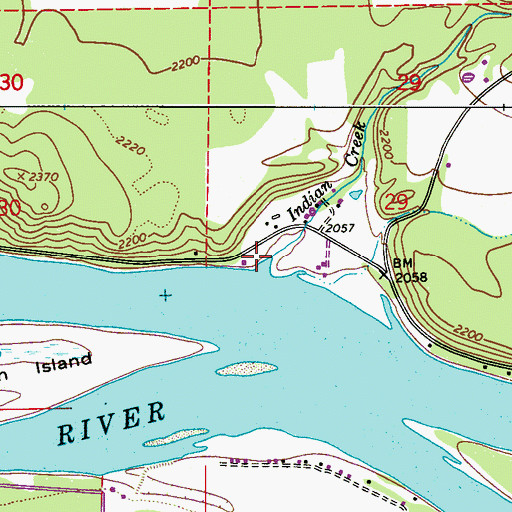 Topographic Map of Indian Creek, WA