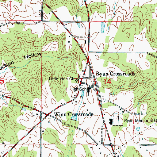 Topographic Map of Little Vine Primitive Baptist Church, AL